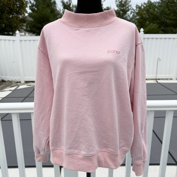 Parke Tops - Parke Embroidered Classic Mockneck Sweatshirt inPeony L/XL